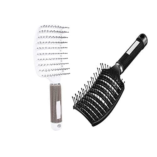 Image of Youery Boar Bristle Brush, Curved Vent Brush and Hair Detangler, Vented Hair for Faster Blow Drying, Detangle Suitable for Long Thick Curly Straight Dry Wet