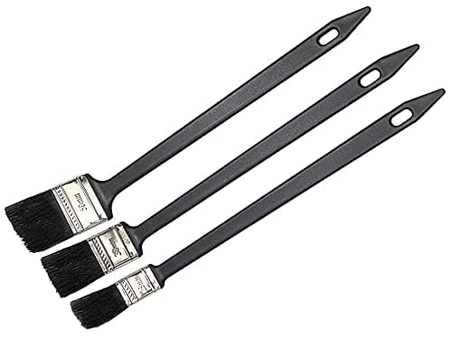 Image of Faithfull FAIPBRAD3 Long Reach Angled Radiator Paint Brush Set of Three: 25, 38, 50mm (1, 1.5, 2in) 300mm Long Handle