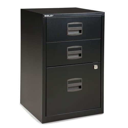Image of Bisley Filing Cabinet 3 Drawers A4 H672xW413xD400mm Steel Black