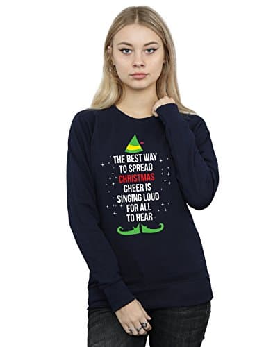 Image of Elf Women's Christmas Cheer Text Sweatshirt XX-Large Navy Blue