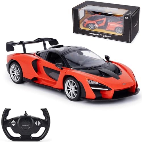 Image of CMJ RC Cars McLaren Senna Remote Control Car 1:14 Scale – Orange, with Manual Butterfly Doors, Working Lights, and Full Suspension