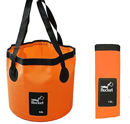 Image of KAHEIGN Folding Water Bucket, 12L Portable Collapsible Bucket Camping Storage Container Wash Basin for Traveling Hiking Fishing Boating Gardening Car Washing (24 x 25cm)