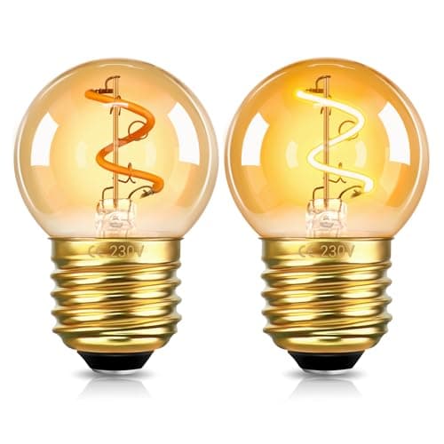 Image of SCNNC E27 Vintage Golf Ball Bulb G40 LED Filament Amber 1W 230V Warm White 2200K, 10W Equivalent, Mini Globe G40 E27 Low Watt Decorative LED Night Light Bulbs for Chandeliers, Non Dimmable, 2 Pack