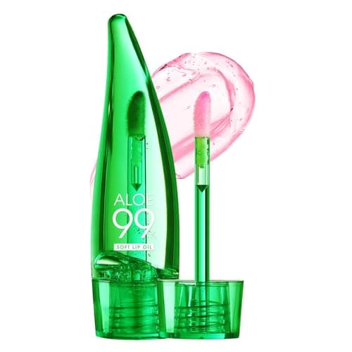 Image of Maggidea Aloe Vera Lip Oil, Magic Colour Changing Lip Gloss Long Lasting Lipgloss Set Lips Moisturizer Aloe Vera Lip Stick for Women Girls (Pink-1Pcs)