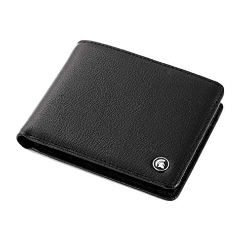 Image of POWR Mens Wallet, Genuine Leather, RFID Blocking Bifold Credit Card Holder, 6 Slots Plus 2 Note Compartments, Id Window Slot, Stylish Minimalist Design Gift Box (Black) Jet Black