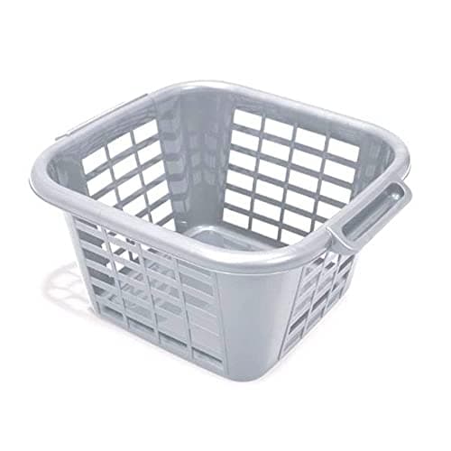 Image of Addis 518464 Eco 100% Recycled Plastic Square Laundry Clothes Washing Basket, 25 Litre, Light Grey