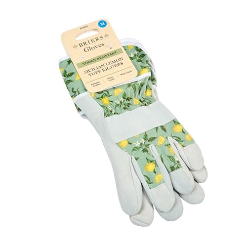 Image of Briers Sicilian Lemon Print Premium Lightweight Rigger Gardening Gloves