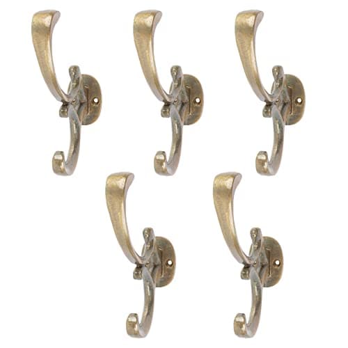 Image of Hammer and Tongs - Ornamental Hat & Coat Hook - W30mm x H130mm - Brass - Pack of 5