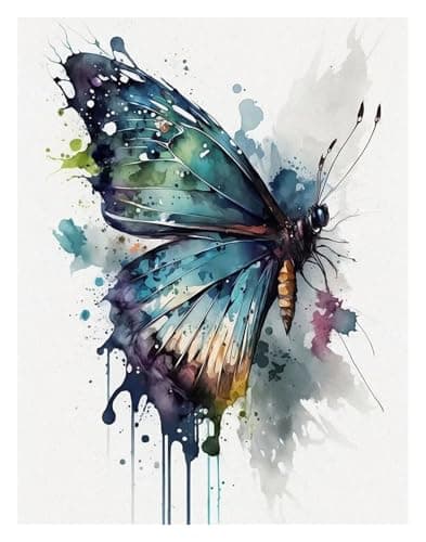 Image of BYAMBD Aesthetic Pictures Wall Art Canvas Painting Watercolor Multicolor Abstract Butterfly Posters And Prints Colorful Beautiful Insect Home Room Decor(C,30x40cm)