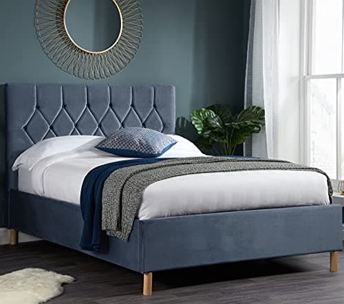Image of happybeds Velvet Bed, Loxley Velvet Bed (4FT - Frame Only, Grey)
