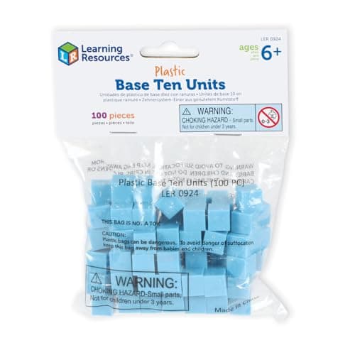 Image of Learning Resources Grooved Plastic Base Ten Units, Ages 6+, 100 Counting Cubes for Place Value and Number Skills, Durable Maths Manipulative Set