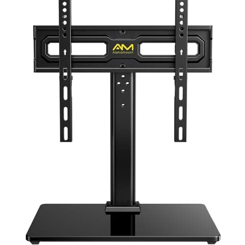 Image of Alphamount Universal TV Stand for 24 to 60 Inch TVs, Height Adjustable Swivel TV Stands Supports 45 Kg, 12 Level Height & Tilt Adjustment Table Top Tv Stand Base, Max VESA 400 x 400 mm