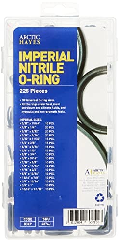 Image of Arctic Hayes BOXP Imperial Nitrile O-Ring Assortment Washer 225-Pieces Kit, Black - Imperial
