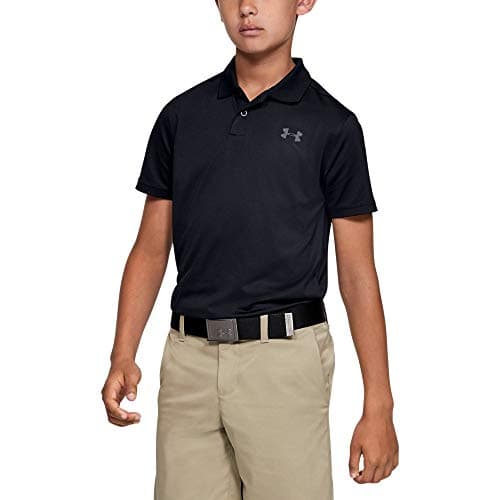 Image of Under Armour Performance Polo 2.0 Polo, Kids Black, Black / Mod Gray Light Heather / Pitch Gray (001), Medium