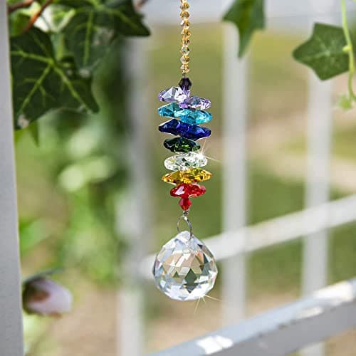 Image of H&D Rainbow Sun Catcher Crystals Ball Prism Pendant Rainbow Maker Chakra Cascade Suncatcher