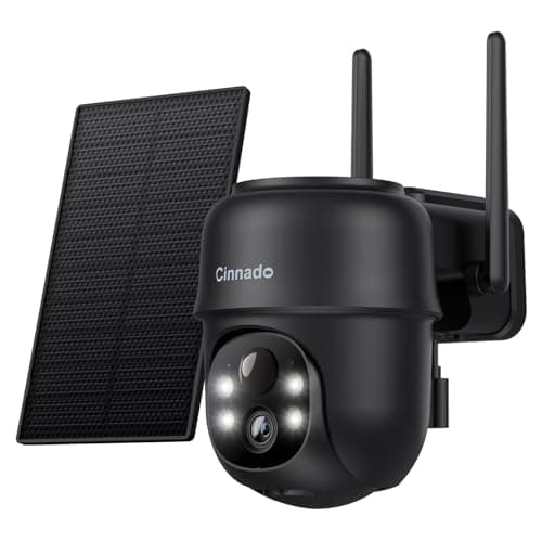 Image of Cinnado Solar Security Camera Outdoor Wireless 2K CCTV Camera Systems House Security, Solar Battery Powered, PIR Detection, 360° Color Night Vision, 2.4Ghz WiFi only, B6 Black