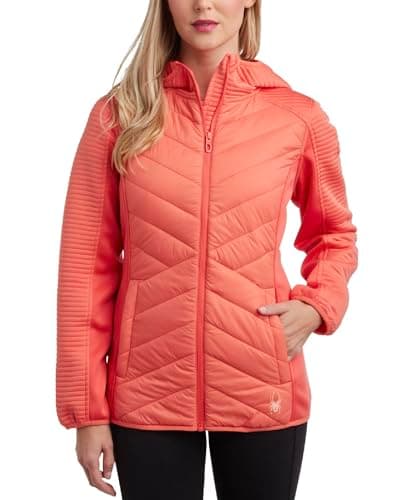 Image of Spyder Womens Puffer Jacket - Lightweight Quilted Winter Jacket for Women, Insulated Super Warm Hooded Womens Winter Coat, Coral, M