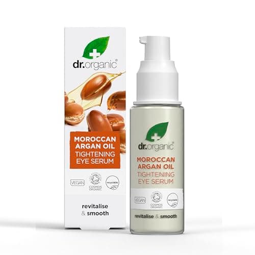 Image of Dr Organic Moroccan Argan Oil Eye Serum, Revitalising, Fine Lines, Mens, Womens, Natural, Vegan, Cruelty-Free, Paraben & SLS-Free, Certified Organic, 30ml