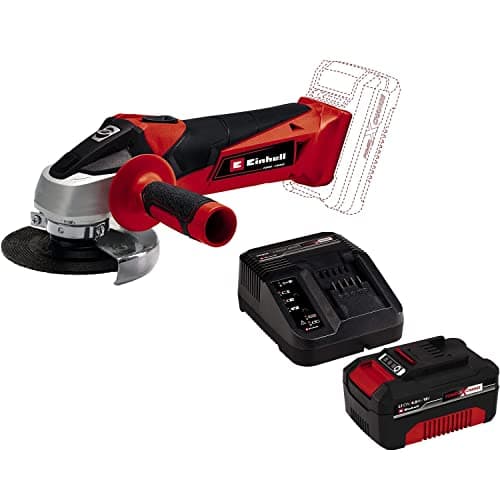 Image of Einhell Power X-Change 18V Cordless Angle Grinder with Battery and Charger - 115mm (4 Inch) Disc Battery Grinder for Cutting, Grinding and Polishing - TC-AG 18/115 Li Cordless Power Tool Set