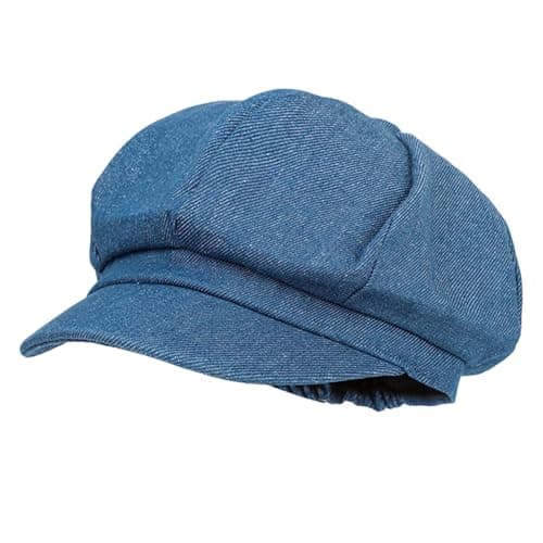 Image of Michear Beret Hat Women Womens Newsboy Cap Cotton Denim Distressed Baker Boy Hat for Women Womens Hats Adjustable Elastic Casual Vintage Hat for Spring Autumn (UK, Alpha, M, L, Blue)