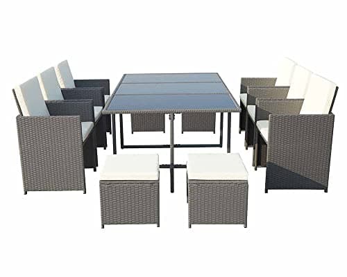 Image of Royalcraft Cannes Grey 10 Seater Cube Set, Table – H72cm W110cm D166.5cm