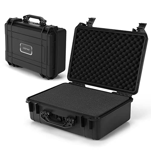 Image of COSTWAY Portable Waterproof Hard Case, Compact Camera Case with Customizable Fit Foam, Dustproof Protective Tool Box for Electronics, Drones, Camera and Lens (Black, 18 Inch, 45x34x18cm)