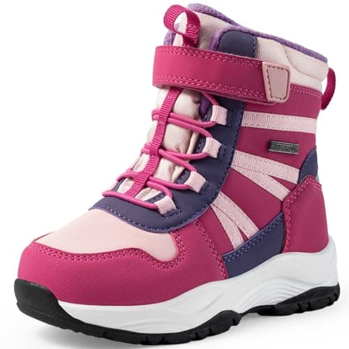 Image of Harvest Land Kids Waterproof Winter Snow Boots for Girls & Boys - Lightweight, Non-Slip, Warm Outdoor Hiking Shoes High top Purple 1