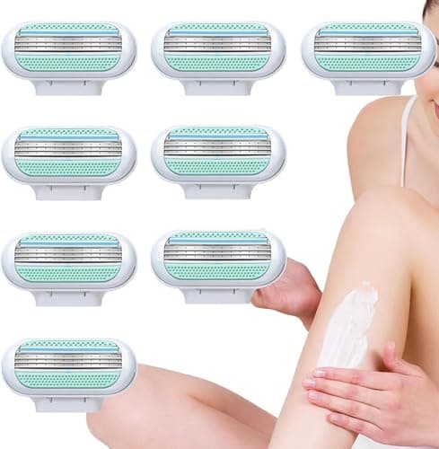 Image of 8 Packs Replacement Razor Blades for Gillette Venus Extra Smooth Women's Razor Blade Refills Head, Comfort Washable 3 Layer Edge Design, Compatible with Venus Shaving, Effortless Glide, Easy to Replac