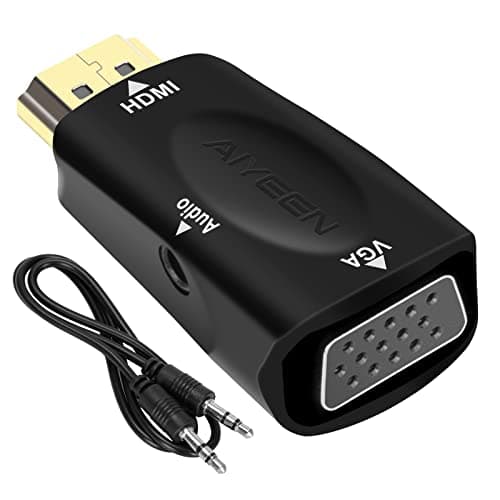 Image of AIYEEN HDMI to VGA Adapter, 1080p HDMI Male to VGA Female Adapter with 3.5mm Audio Jack Cable Compatible with Monitor, Laptop,Computer, Projector, HDTV, Chromebook and More (Black)