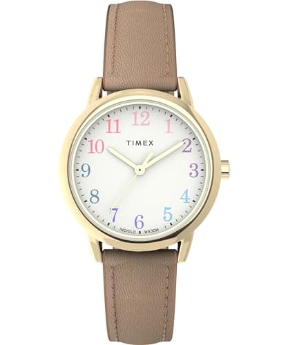 Image of Timex Women's Easy Reader Watch, Tan/Gold-Tone/White/30mm, 30 mm, Easy Reader Watch