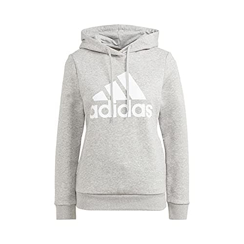 Image of adidas Women's Loungewear Essentials Logo Fleece Sweatshirt, Medium Grey Heather/White, XXL UK