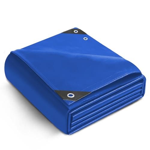 Image of Keplin 3x4m Waterproof Tarpaulin Cover Sheet 70gsm - Heavy Duty, Mould-Resistant, Easy to Wash - PE Material, Reinforced Edges with Metal Eyelets - Ideal for Indoor and Outdoor Protection- Blue