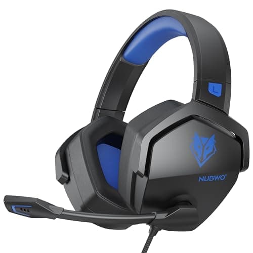 Image of NUBWO N16 Gaming Headsets for Xbox, PS5, PS4, PC, NS, Mac - Over Ear Headphones with Microphone, Stereo Sound, Wired Headet with 3.5mm Audio Jack (Black Blue)