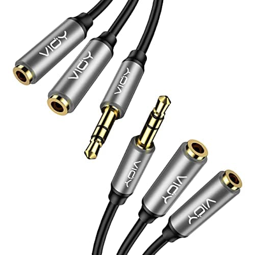Image of VIOY Headphone Splitter - 2 Pack, 2 Way Audio Splitter Cable, Male to Female, Dual Earphone Extender