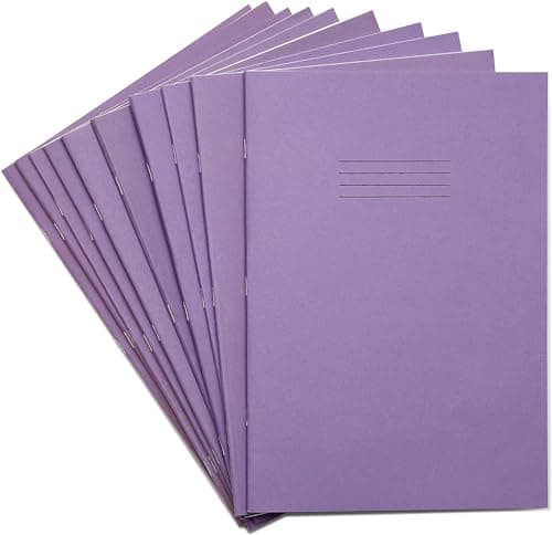 Image of Rhino A4 Exercise Books, 80-Page / 10mm Squared Paper Notebook, 10-Pack, Office & School Stationery Supplies, Purple