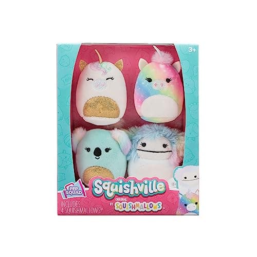Image of Squishville by Original Squishmallows Pep Squad Plush - Four 2-Inch Squishmallows Plush Including Prim, Harley, Mellie, and Zaylee - Toys for Kids