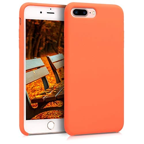 Image of kwmobile Case for Apple iPhone 7 Plus/iPhone 8 Plus Case - Soft Cover - Shockproof Silicone - Wireless Charging Orange