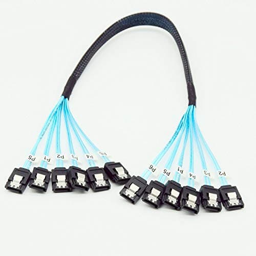 Image of YIWENTEC High Speed 6Gbps Sata 3 iii Cable Sas Cable for Server 1M (6 sata 1M)