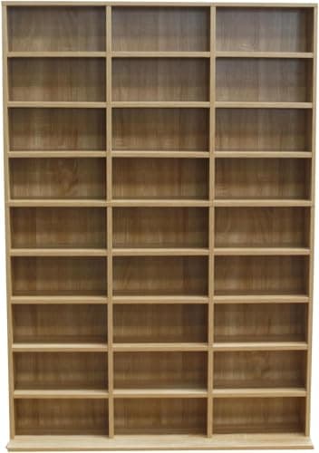 Image of Lillyvale Oak Storage Shelf Rack Unit Free Standing Bookcase Video Games 1116 CD/528 DVD Adjustable Freestanding NEW