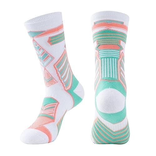 Image of Comfortable Sports Crew Socks Men's and Women's Actual Basketball Mid Tube Towel Bottom High Top Running (Green, One Size) for Daily Wear &