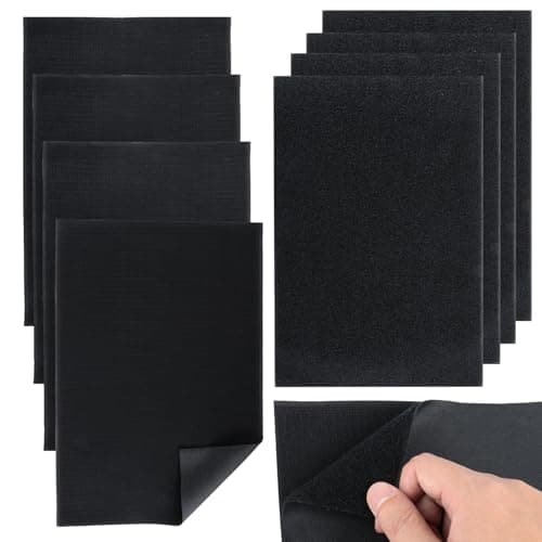 Image of 8 Pcs Sew On Hook and Loop Tape for Sewing, 20 x 30cm Nylon Sewing Hook and Loop Sheet Patches for Fabric Textiles Clothing Cushion Fastening(Black)