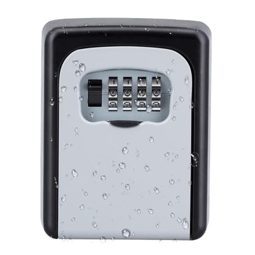 Image of ZHEGE Key Box, Key Safe Wall Mounted, 4 Digit Combination Key Lock Box Outdoor Indoor to Share and Secure Keys for AirBnB Home Garage Office School, Waterproof Lockbox for Spare Key Storage, Grey
