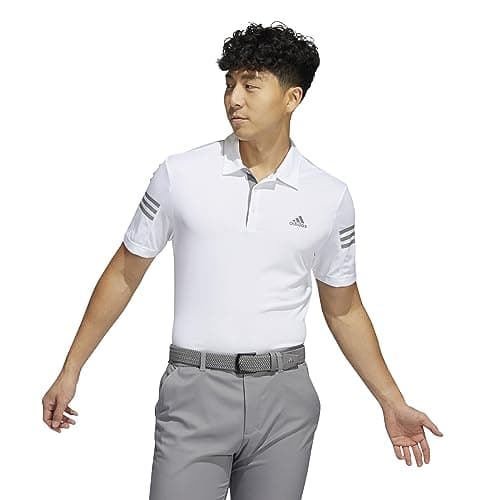 Image of adidas Mens 3 Stripe Polo Shirt Short Sleeve White L