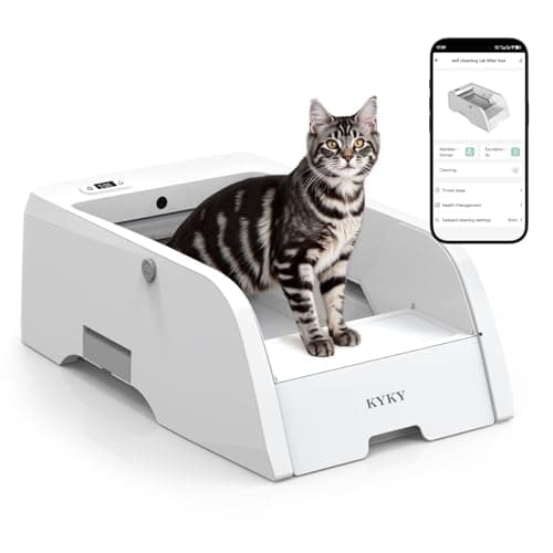 Image of KYKY Self Cleaning Litter Box, Upgraded Automatic Cat Litter Box Self Cleaning That Can Use Clumping Cat Litter, Anti Pinch and Odorless Electric Litter Box