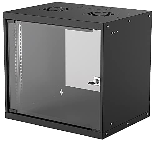Image of Intellinet Network Cabinet, Wall Mount (Basic), 9U, 400 mm Deep, Black, Flatpack, Max 50 kg, Glass Door, 19 Inch, Three Year Warranty