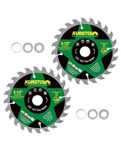 Image of KURSTOL Wood Circular Saw Blade - 140 x 20 x 12.7mm 24 Tooth TCT Cutting Blade for Wood, Plastic, Plywood, Particle Boards, Multilayer Boards(2 Pack)