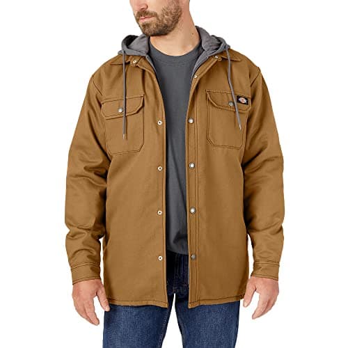 Image of Dickies, Men's, Fleece Hooded Duck Shirt Jack Relaxed, Brown Duck, XL