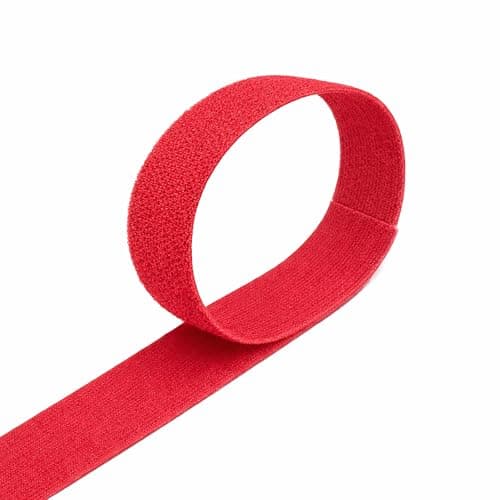 Image of VELCRO® Brand ONE-WRAP® Back-to-Back Tape Roll, 20mm Wide Reusable Self-Gripping Cable Wrap for Cable Management, Cut-to-Length Hook & Loop Strap, Pre-Packed 1m–25m Roll Options (Red, 20MMX10M)