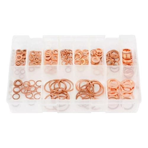 Image of 225Pcs Assorted Box of Copper Sealing Washers Imperial 1/4 5/16 1/8 3/8 1/2