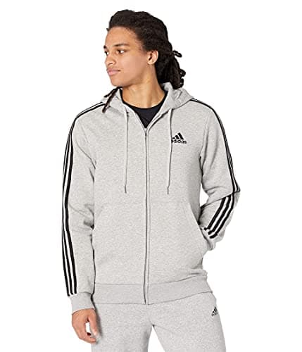 Image of adidas Essentials Full Zip Hoodie - Mens Casual, Medium Grey Heather, XL